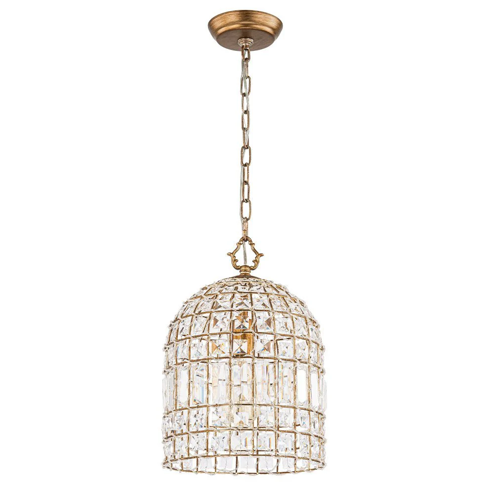 (OpenBox) French Antique Brass Crystal Cage Chandelier - Image 6