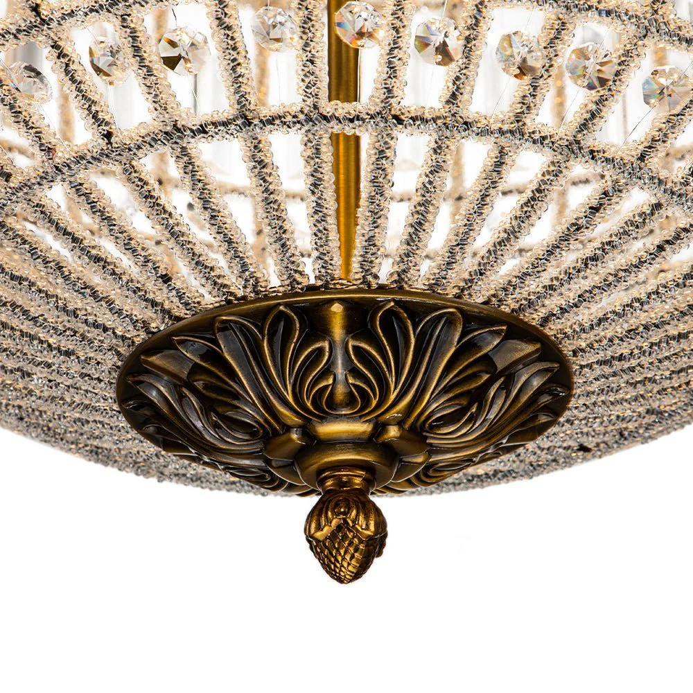 (OpenBox) French Antique Brass Crystal Globe Chandelier - Image 12