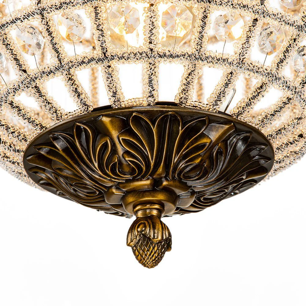 (OpenBox) French Antique Brass Crystal Globe Chandelier - Image 13