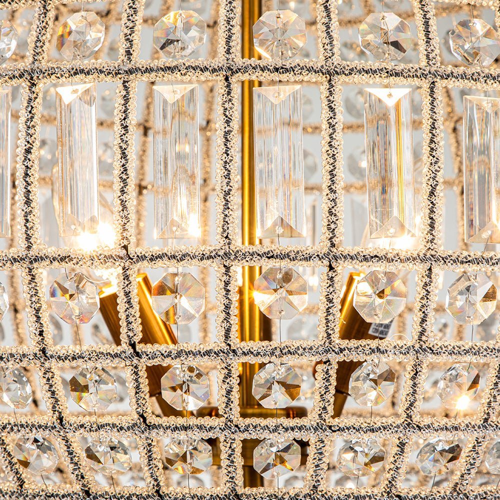 (OpenBox) French Antique Brass Crystal Globe Chandelier - Image 14