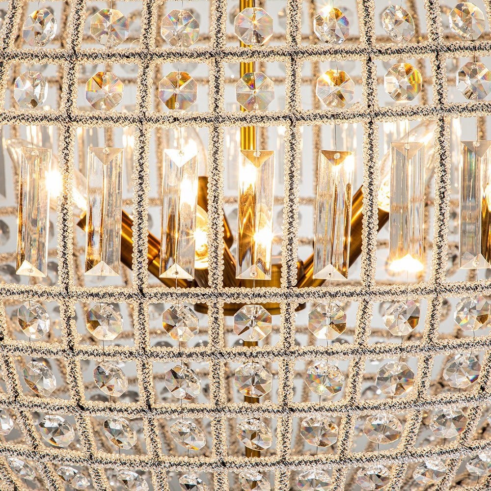 (OpenBox) French Antique Brass Crystal Globe Chandelier - Image 15