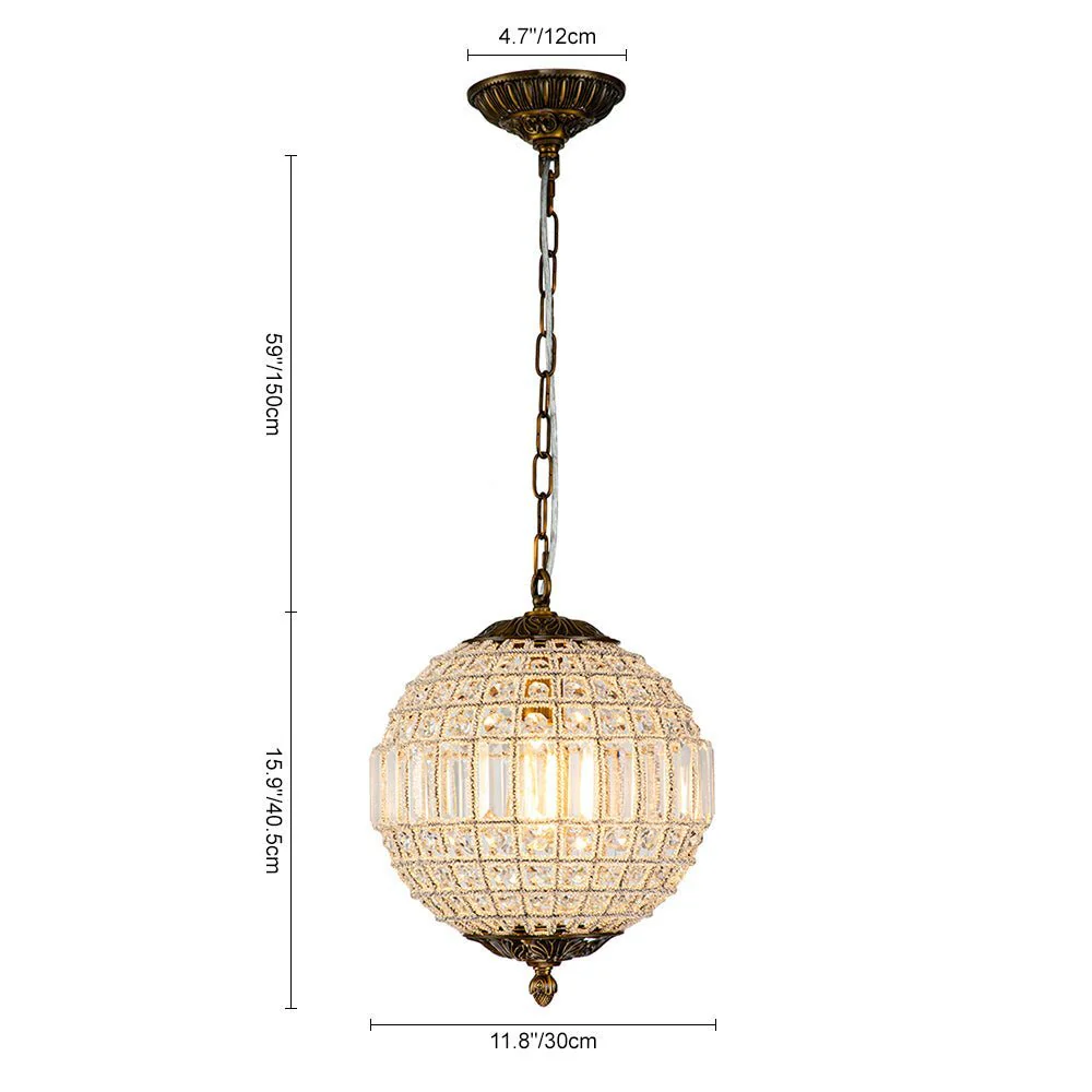 (OpenBox) French Antique Brass Crystal Globe Chandelier - Image 16