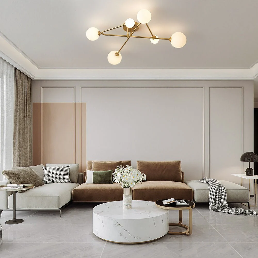 (OpenBox) Frosted Bubble Linear Sputnik Semi Flush Mount - Image 3