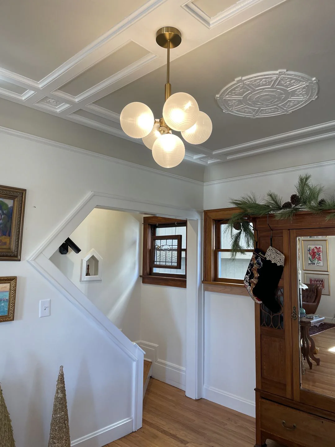 Frosted Ribbed Glass Bubble Chandelier - Image 2