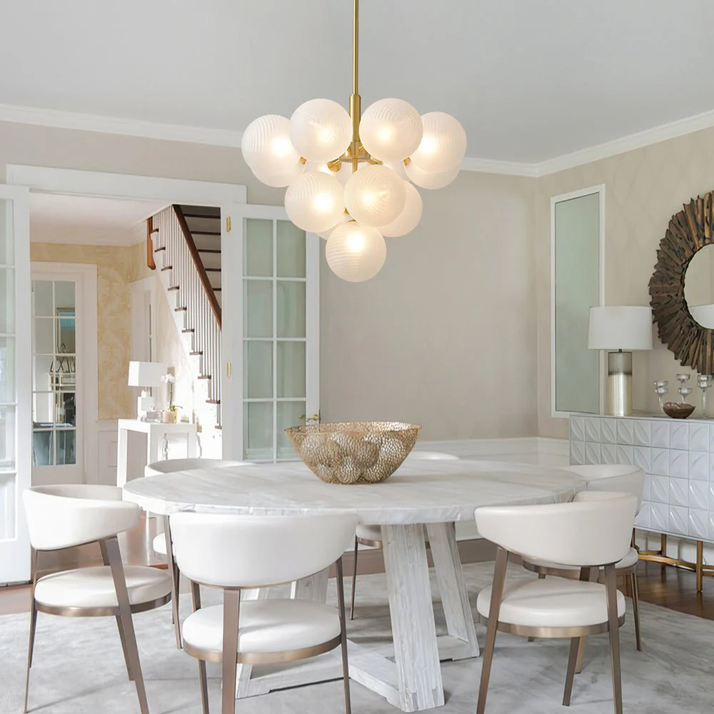 Frosted Ribbed Glass Bubble Chandelier - Image 3