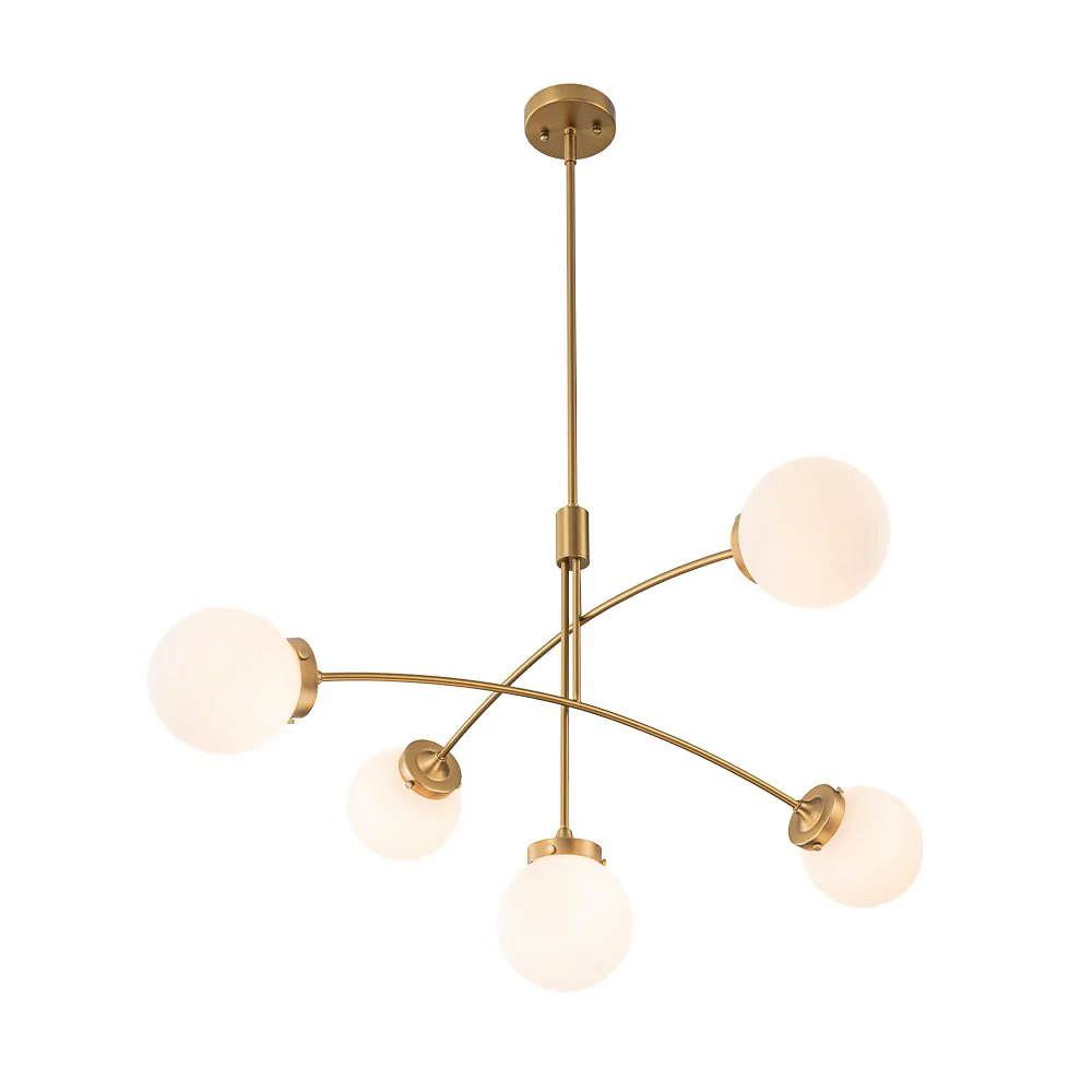 Funky 5-Light Seesaw Arched Arm Glass Globe Semi Flush Chandelier - Image 10