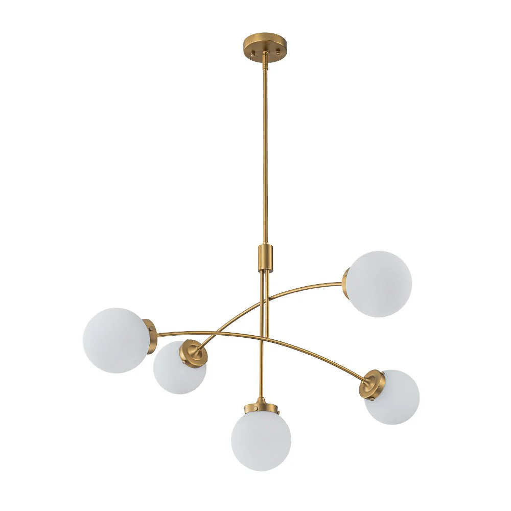 Funky 5-Light Seesaw Arched Arm Glass Globe Semi Flush Chandelier - Image 11