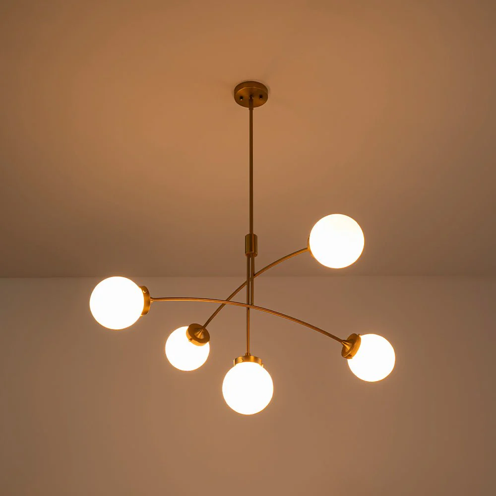 Funky 5-Light Seesaw Arched Arm Glass Globe Semi Flush Chandelier - Image 12
