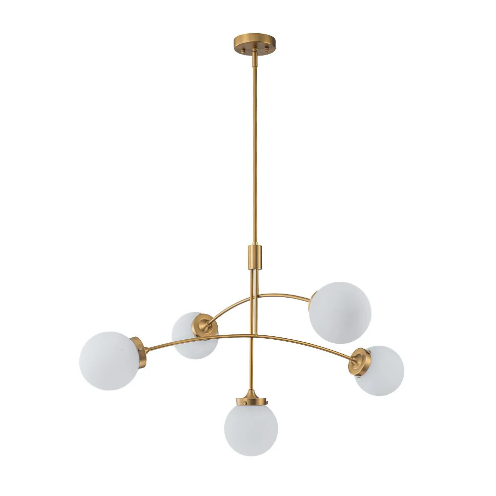 Funky 5-Light Seesaw Arched Arm Glass Globe Semi Flush Chandelier - Image 14