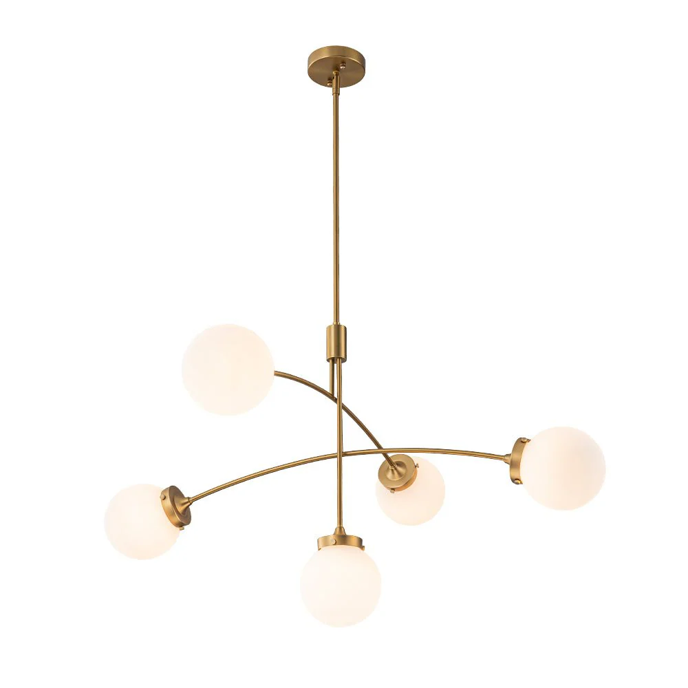 Funky 5-Light Seesaw Arched Arm Glass Globe Semi Flush Chandelier - Image 15