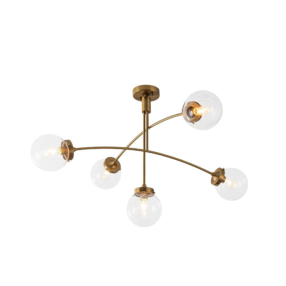 Funky 5-Light Seesaw Arched Arm Glass Globe Semi Flush Chandelier - Image 16