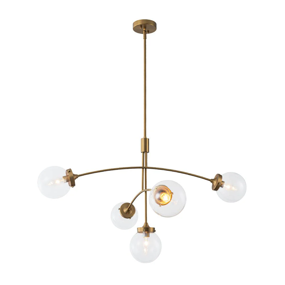 Funky 5-Light Seesaw Arched Arm Glass Globe Semi Flush Chandelier - Image 19