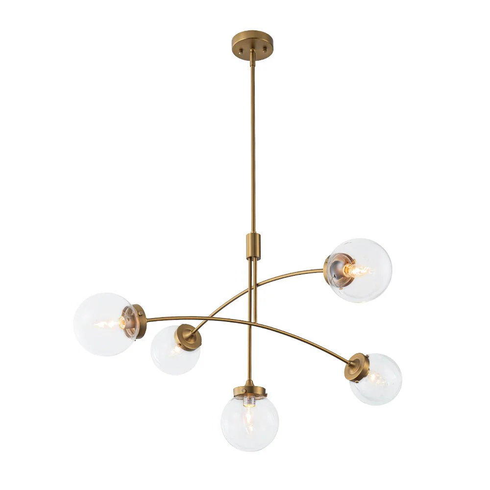 Funky 5-Light Seesaw Arched Arm Glass Globe Semi Flush Chandelier - Image 20