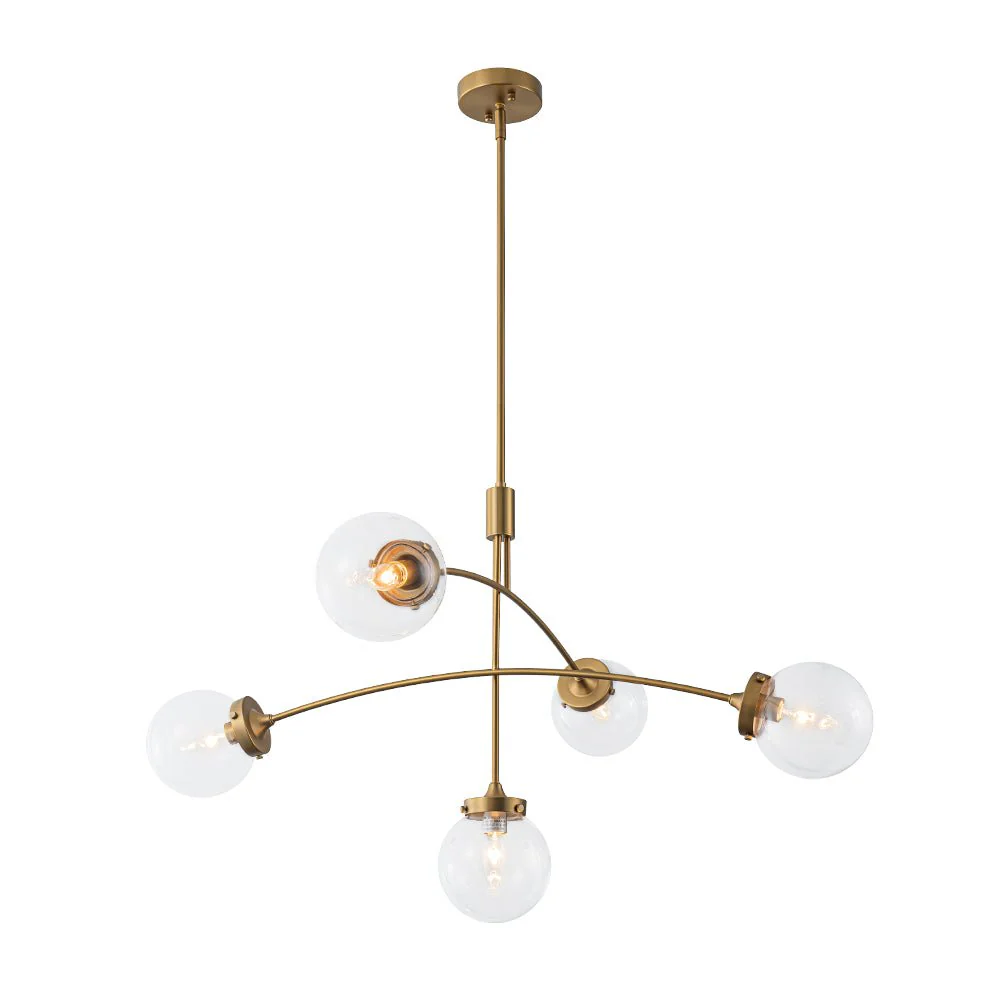 Funky 5-Light Seesaw Arched Arm Glass Globe Semi Flush Chandelier - Image 21