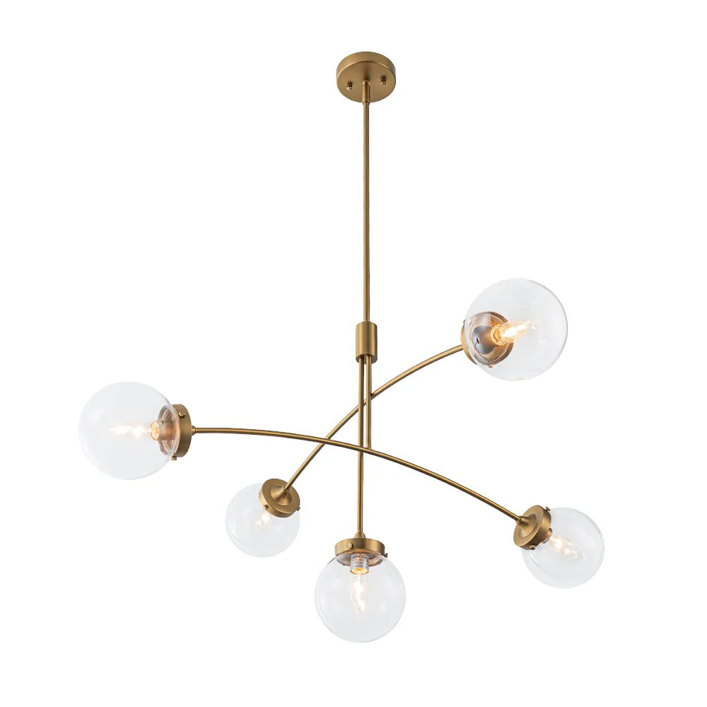 Funky 5-Light Seesaw Arched Arm Glass Globe Semi Flush Chandelier - Image 22