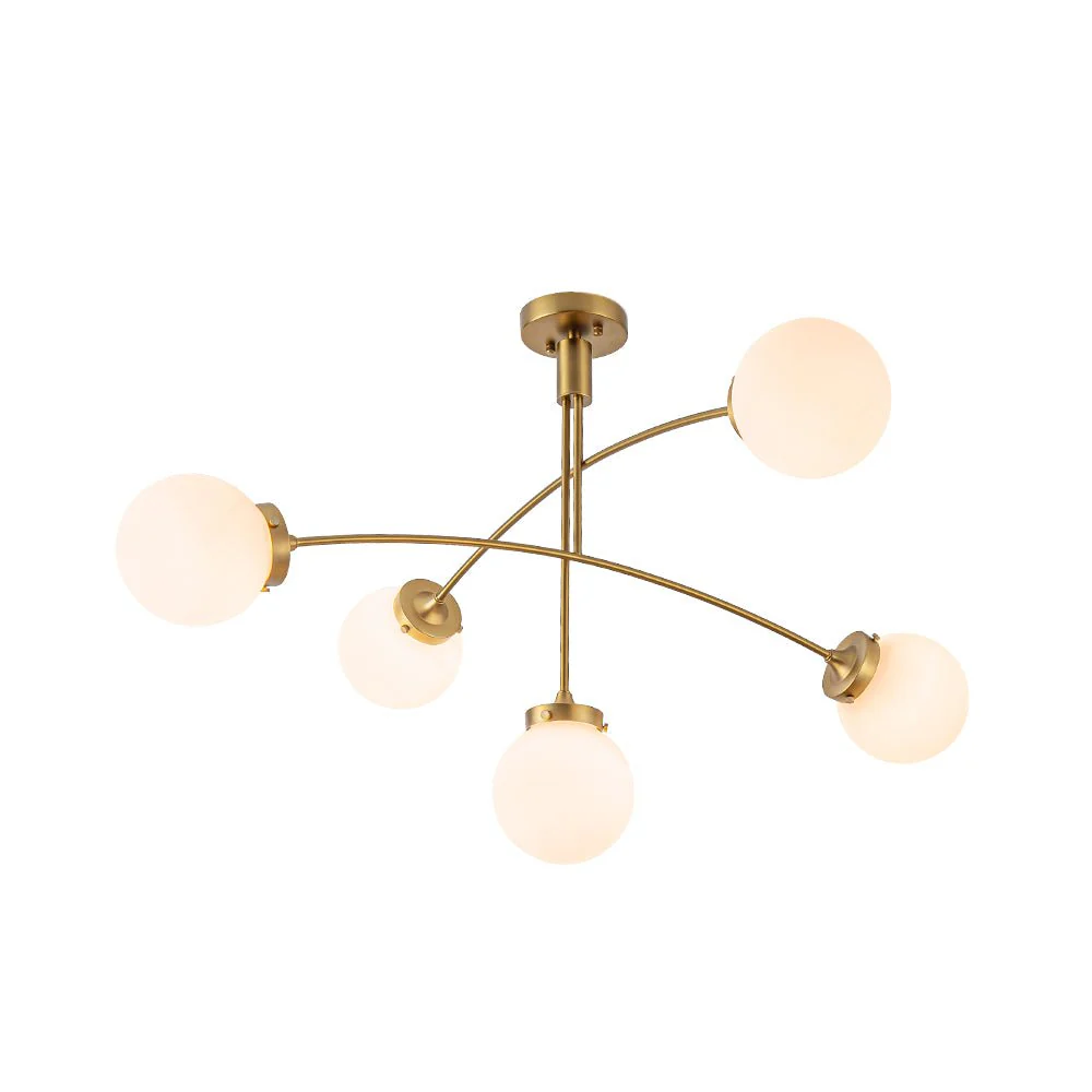 Funky 5-Light Seesaw Arched Arm Glass Globe Semi Flush Chandelier - Image 7