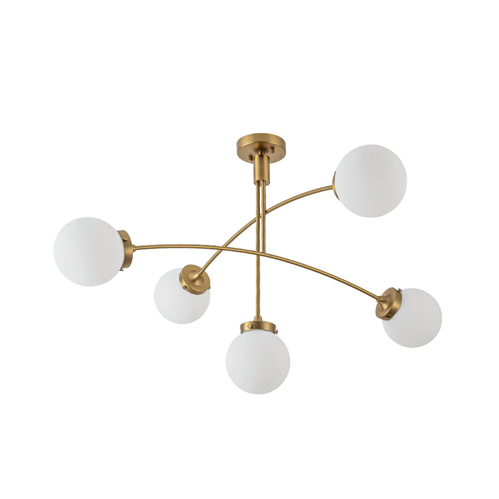 Funky 5-Light Seesaw Arched Arm Glass Globe Semi Flush Chandelier - Image 8