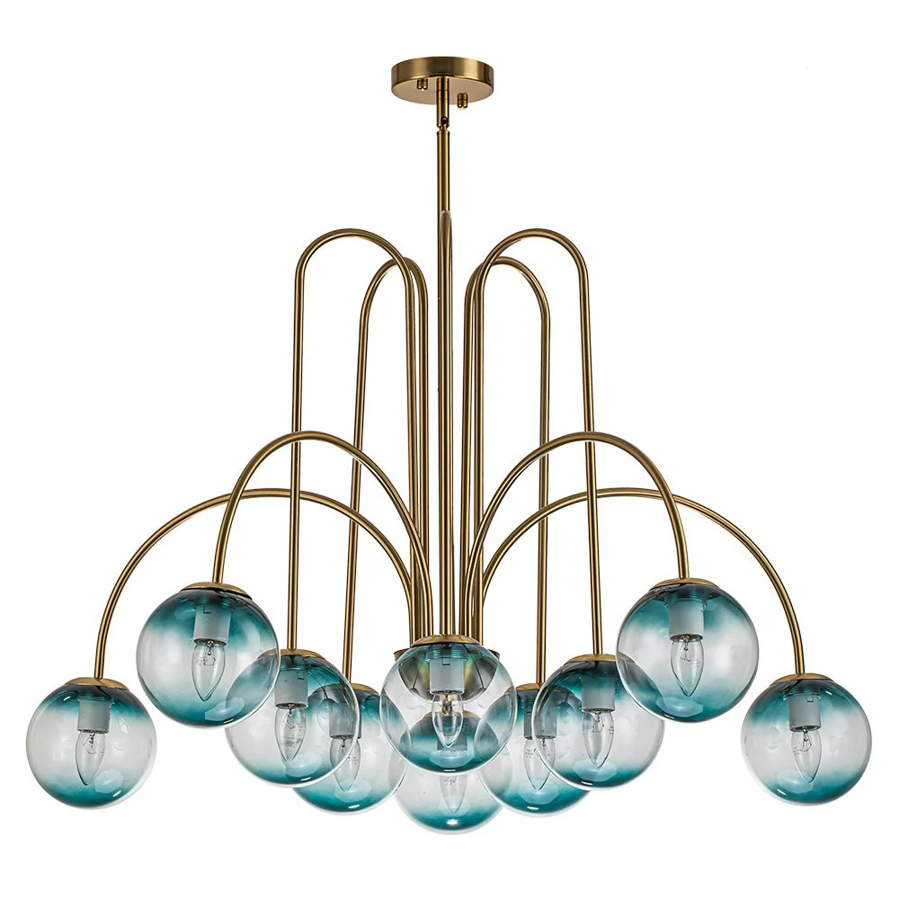 Glam 10-Light Blue Glass Globe Bubble Chandelier - Image 4