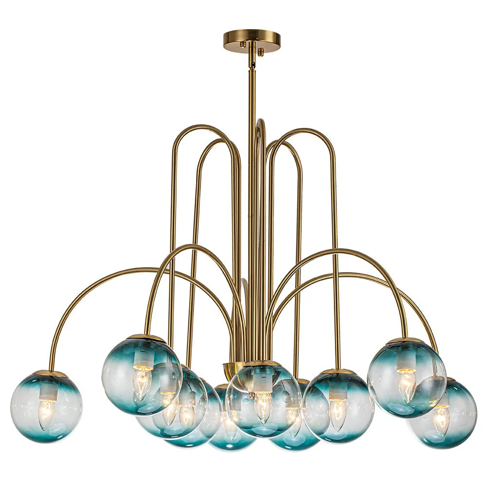 Glam 10-Light Blue Glass Globe Bubble Chandelier - Image 5