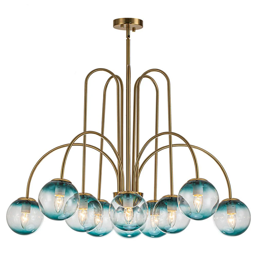 Glam 10-Light Blue Glass Globe Bubble Chandelier - Image 6