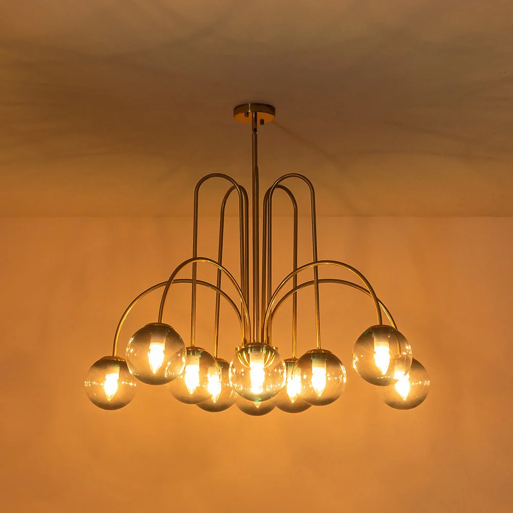 Glam 10-Light Blue Glass Globe Bubble Chandelier - Image 7