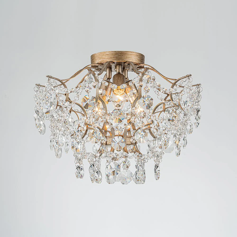 (OpenBox) Glam Bloom Draped Crystal Accented Semi Flush Mount - Image 2