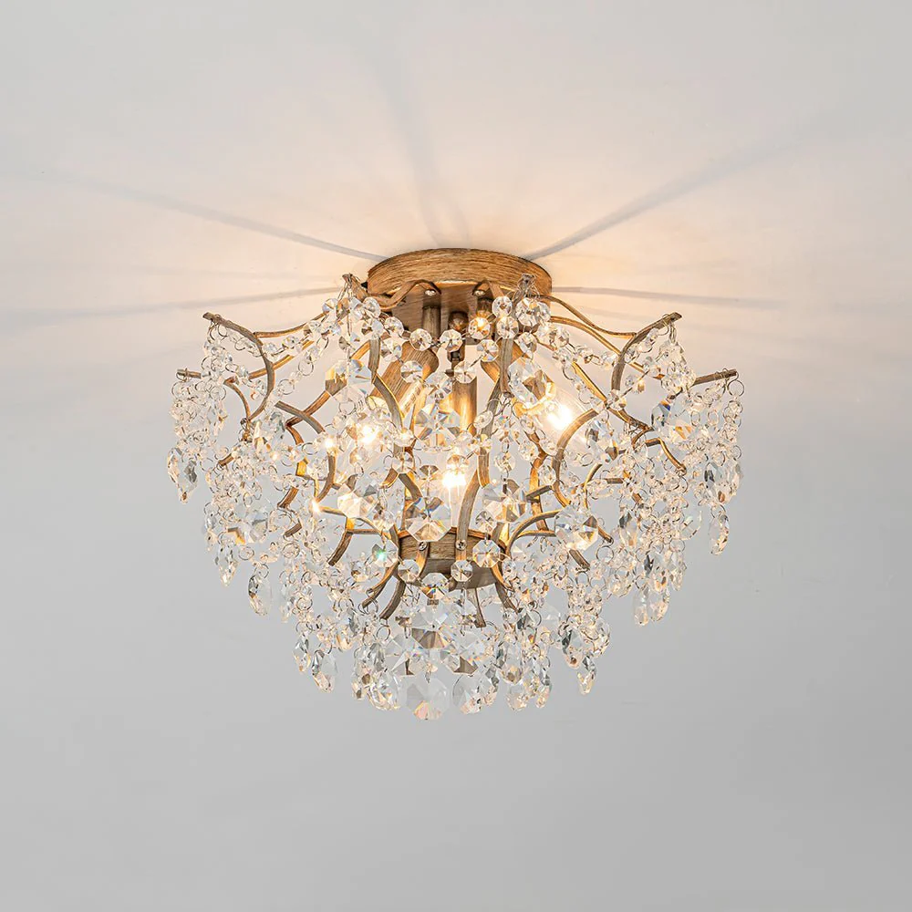 (OpenBox) Glam Bloom Draped Crystal Accented Semi Flush Mount - Image 4