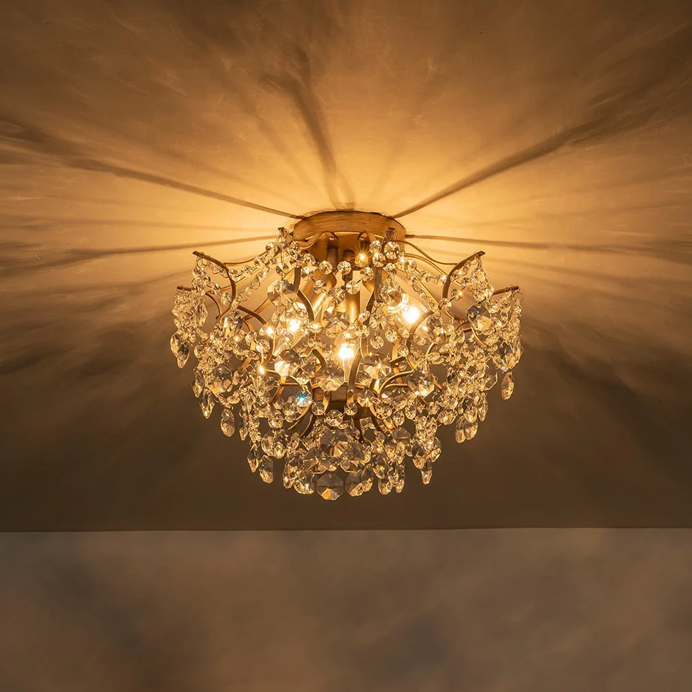 (OpenBox) Glam Bloom Draped Crystal Accented Semi Flush Mount - Image 5