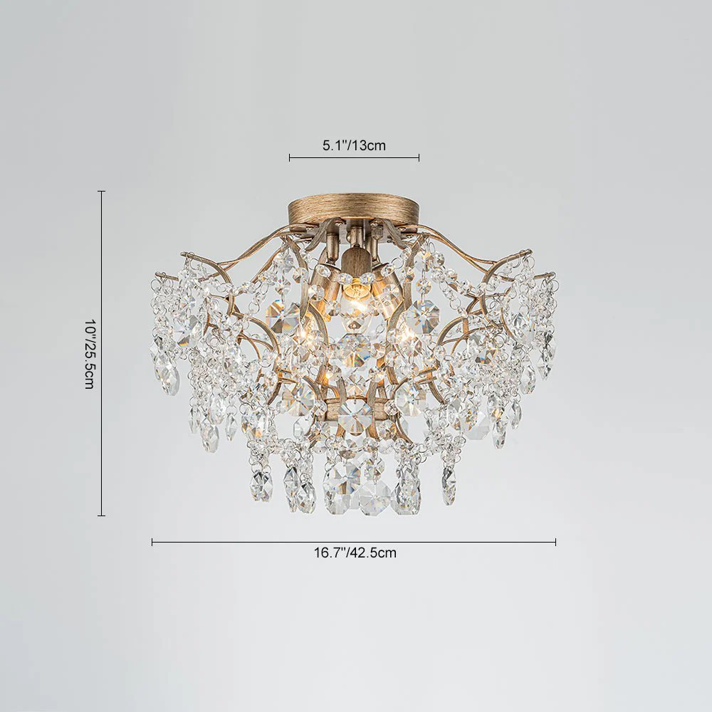 (OpenBox) Glam Bloom Draped Crystal Accented Semi Flush Mount - Image 8