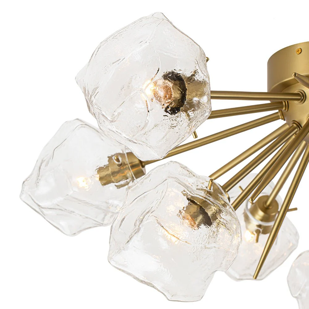 Glam Brass 9-Light Frozen Ice Style Sputnik Ceiling Light - Image 13