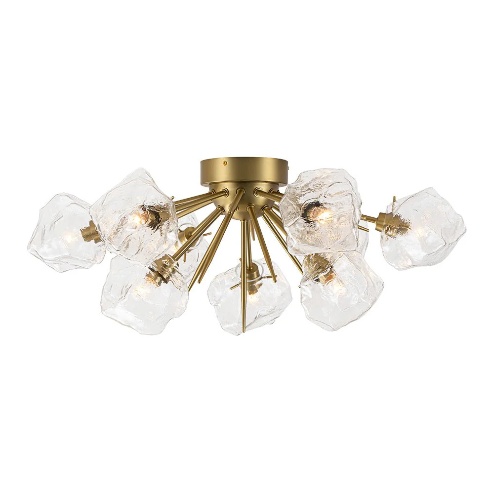 Glam Brass 9-Light Frozen Ice Style Sputnik Ceiling Light - Image 3