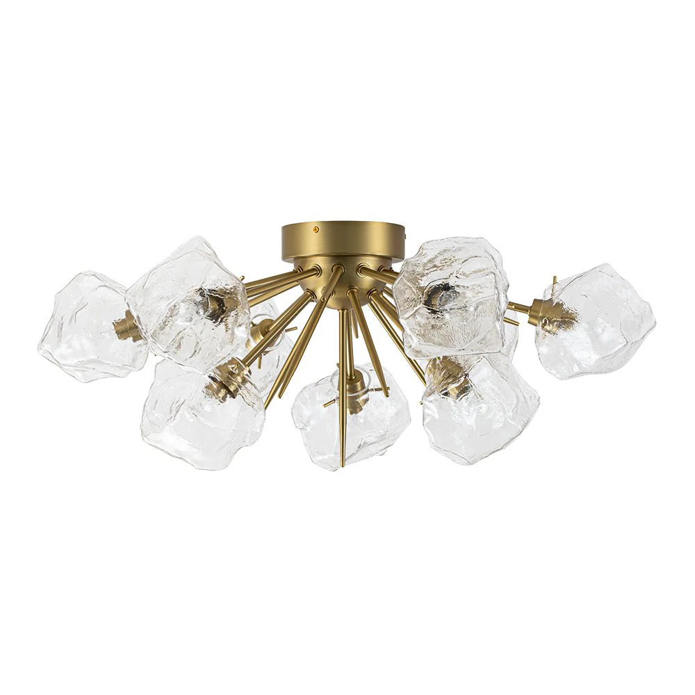 Glam Brass 9-Light Frozen Ice Style Sputnik Ceiling Light - Image 4
