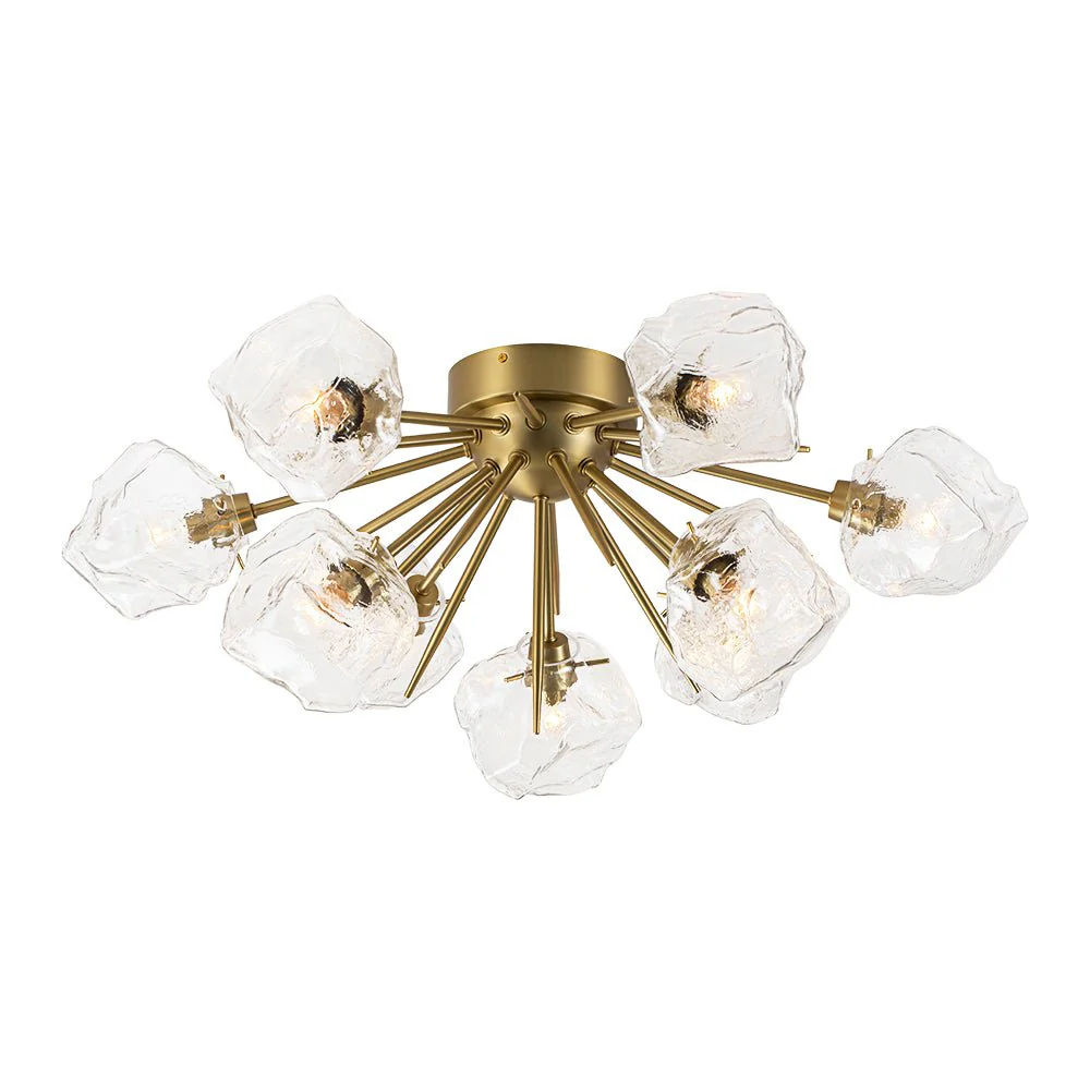 Glam Brass 9-Light Frozen Ice Style Sputnik Ceiling Light - Image 5