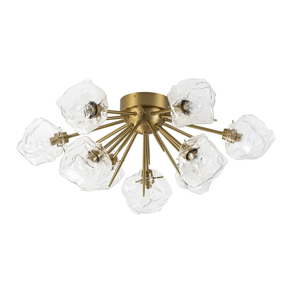 Glam Brass 9-Light Frozen Ice Style Sputnik Ceiling Light - Image 6