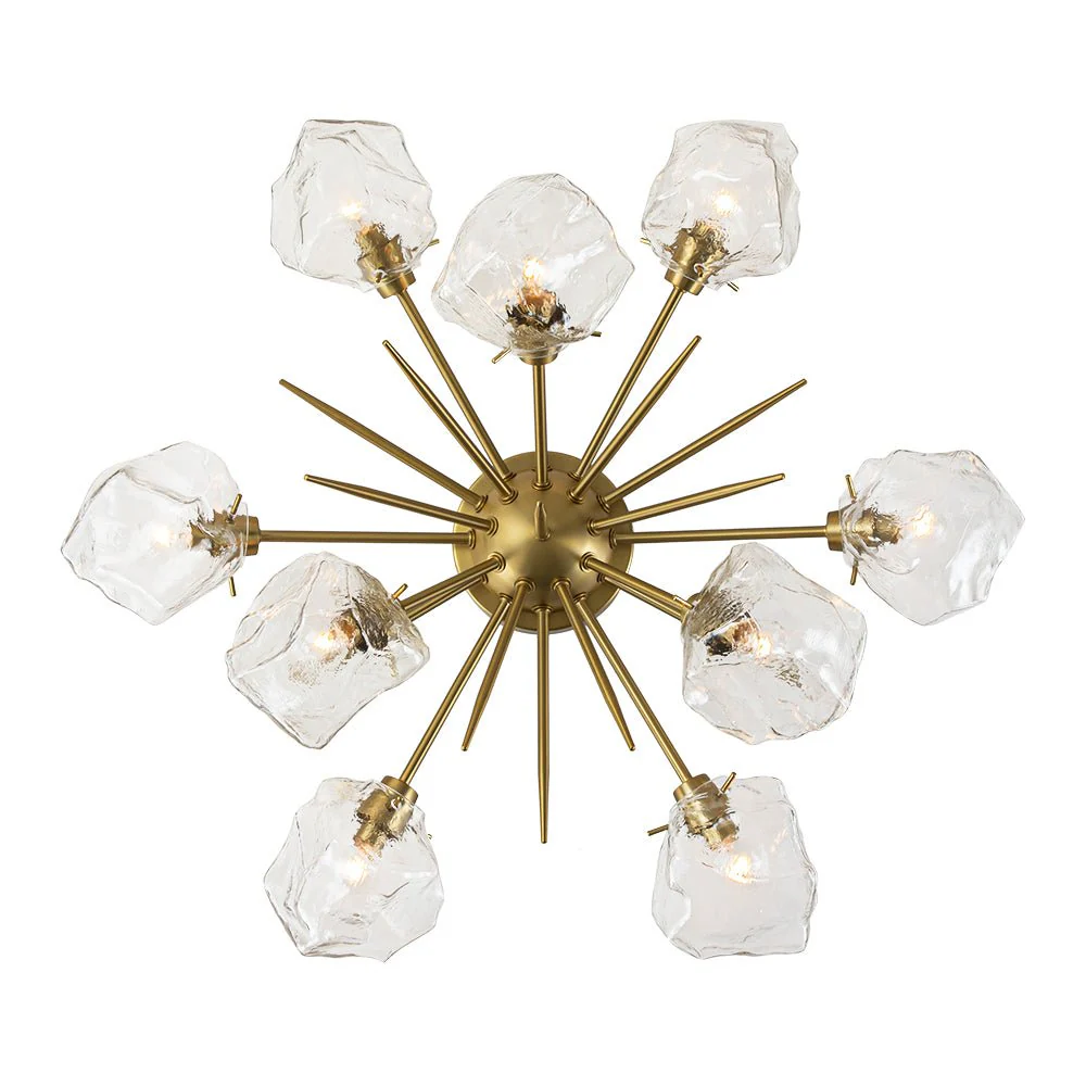 Glam Brass 9-Light Frozen Ice Style Sputnik Ceiling Light - Image 9