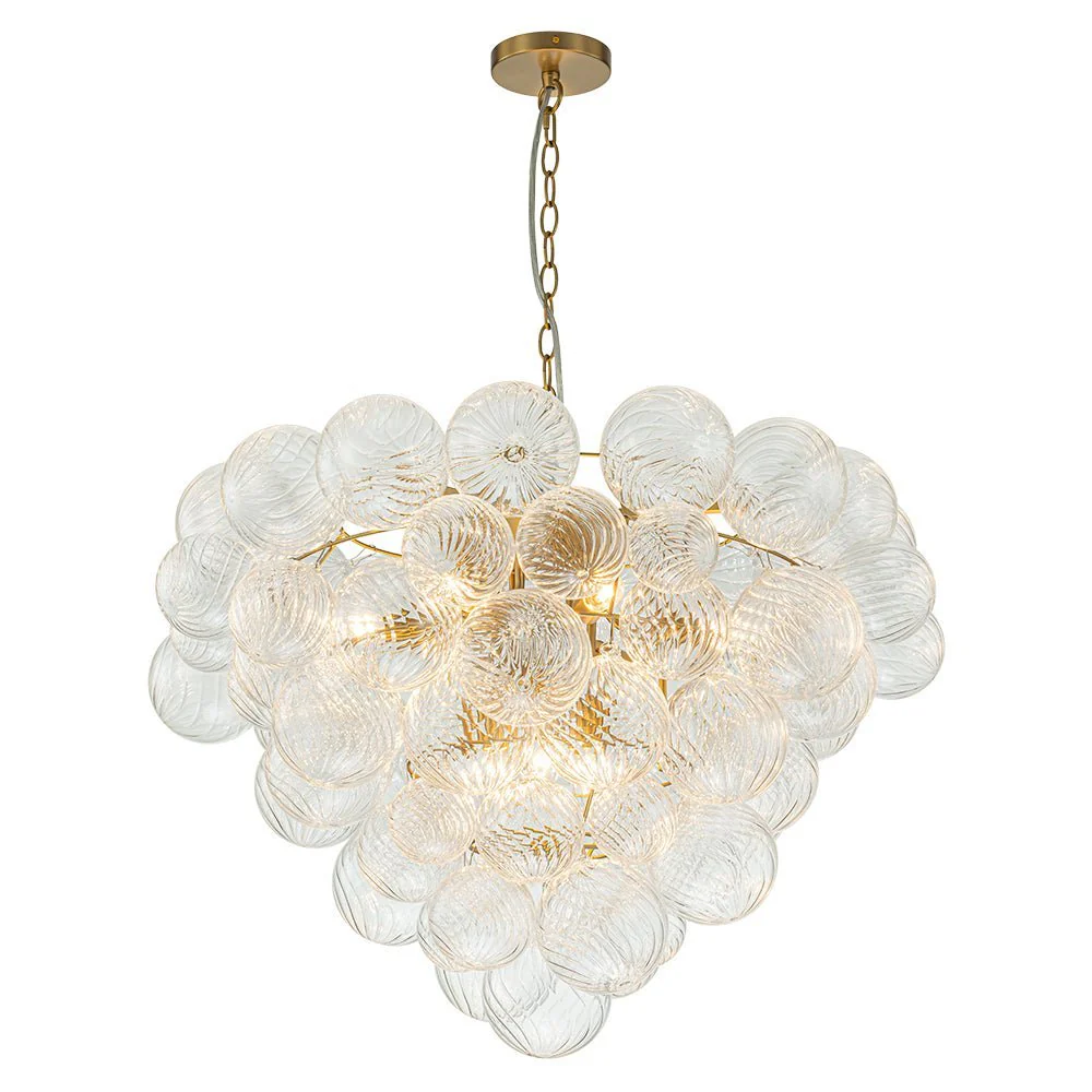 (OpenBox) Glam Brass Cluster Ribbed Glass Globe Bubble Chandelier - Image 10