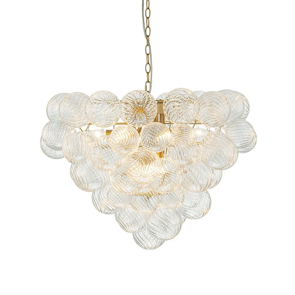 (OpenBox) Glam Brass Cluster Ribbed Glass Globe Bubble Chandelier - Image 11
