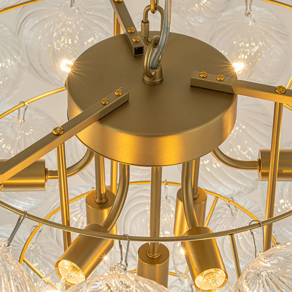 (OpenBox) Glam Brass Cluster Ribbed Glass Globe Bubble Chandelier - Image 12