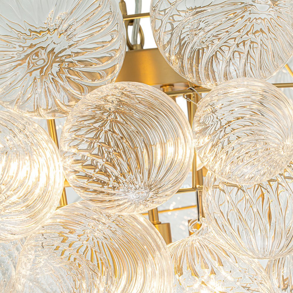 (OpenBox) Glam Brass Cluster Ribbed Glass Globe Bubble Chandelier - Image 14