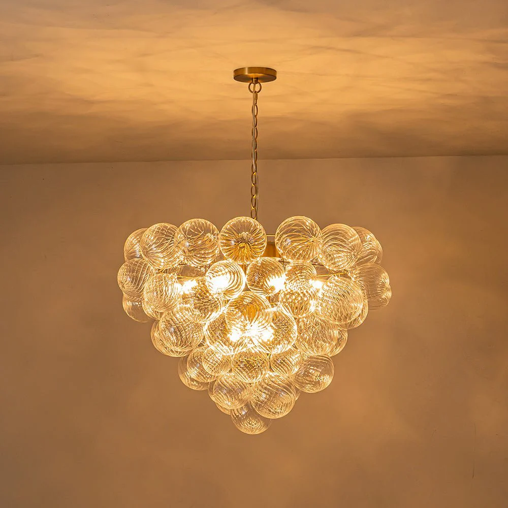 (OpenBox) Glam Brass Cluster Ribbed Glass Globe Bubble Chandelier - Image 19