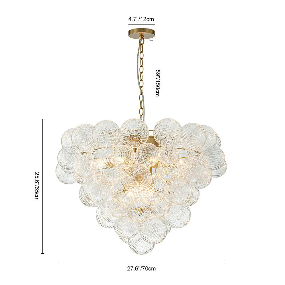 (OpenBox) Glam Brass Cluster Ribbed Glass Globe Bubble Chandelier - Image 20