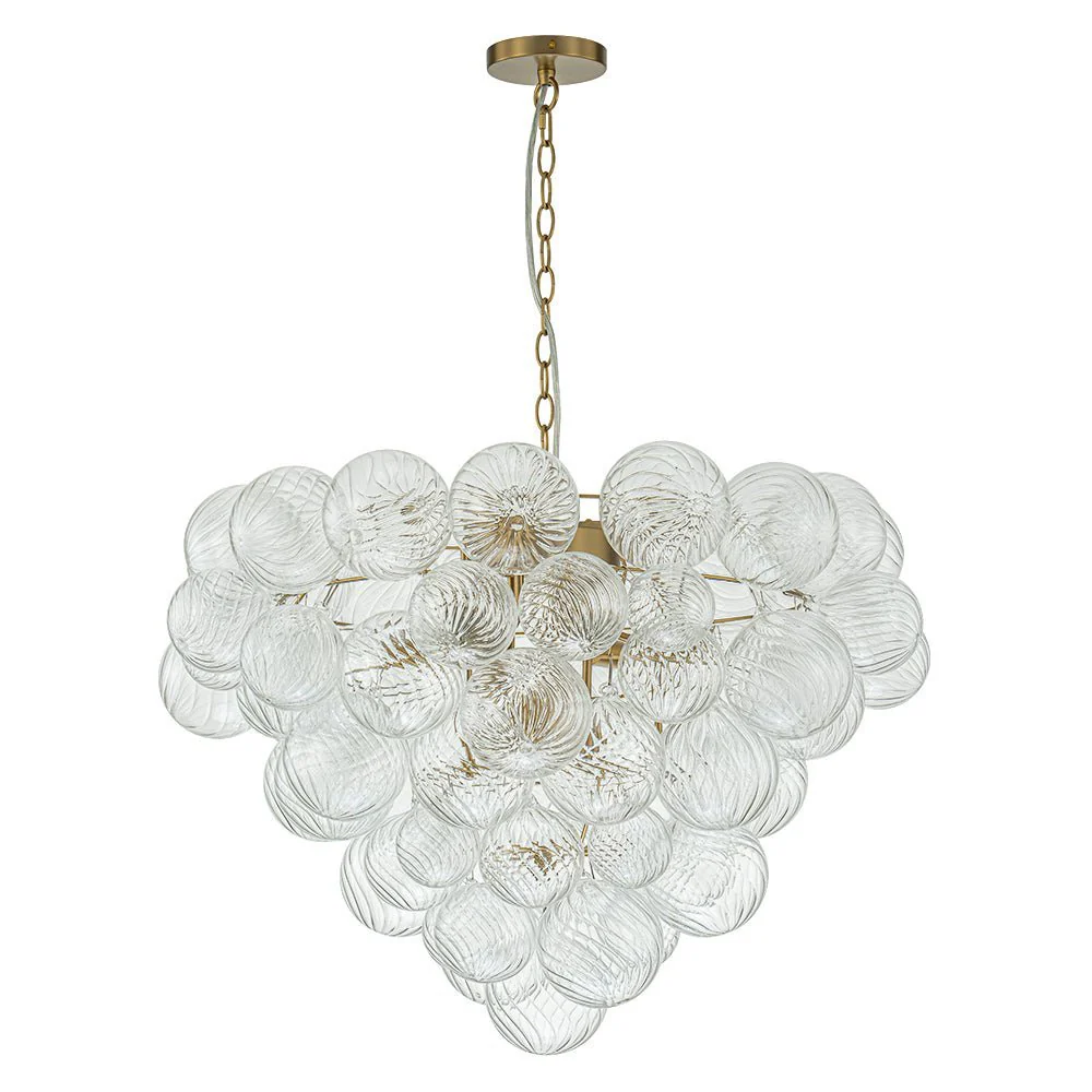 (OpenBox) Glam Brass Cluster Ribbed Glass Globe Bubble Chandelier - Image 6