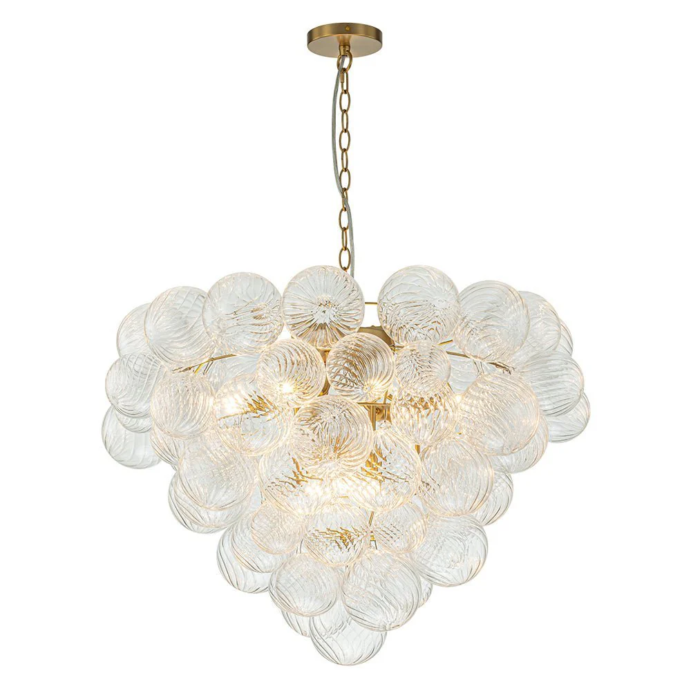 (OpenBox) Glam Brass Cluster Ribbed Glass Globe Bubble Chandelier - Image 7