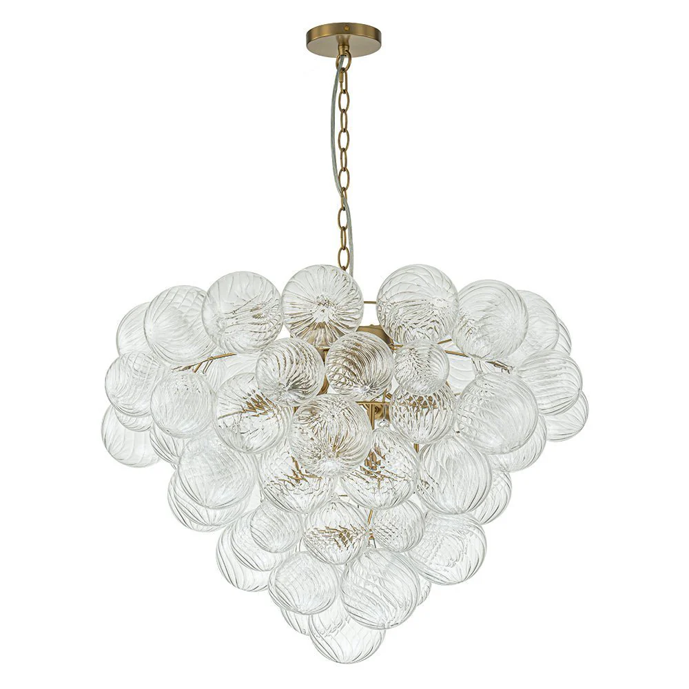 (OpenBox) Glam Brass Cluster Ribbed Glass Globe Bubble Chandelier - Image 8