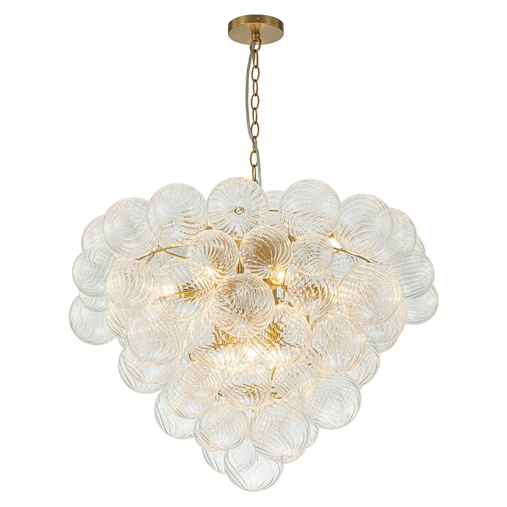 (OpenBox) Glam Brass Cluster Ribbed Glass Globe Bubble Chandelier - Image 9