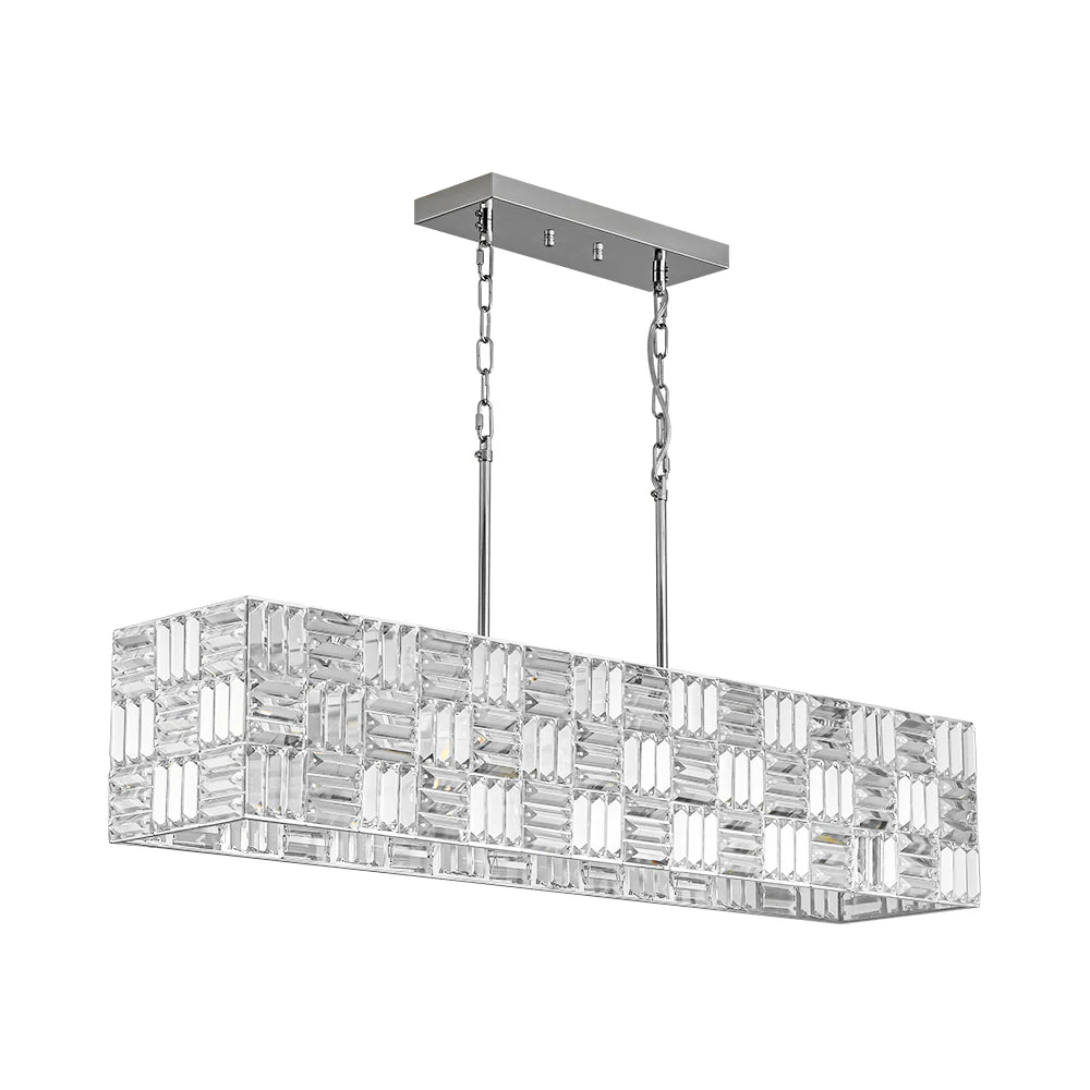 (OpenBox) Glam Chrome Dazzle Crystal Rectangle Cage Island Chandelier - Image 10
