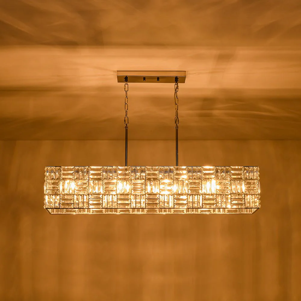 (OpenBox) Glam Chrome Dazzle Crystal Rectangle Cage Island Chandelier - Image 12