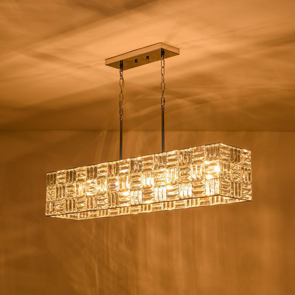 (OpenBox) Glam Chrome Dazzle Crystal Rectangle Cage Island Chandelier - Image 13