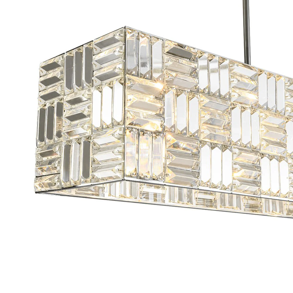 (OpenBox) Glam Chrome Dazzle Crystal Rectangle Cage Island Chandelier - Image 15
