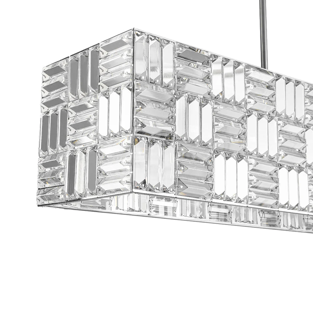 (OpenBox) Glam Chrome Dazzle Crystal Rectangle Cage Island Chandelier - Image 16